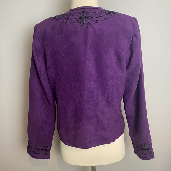 Purple Embroidered Open-Front Jacket by Dressbarn, size Small - Picture 5 of 8
